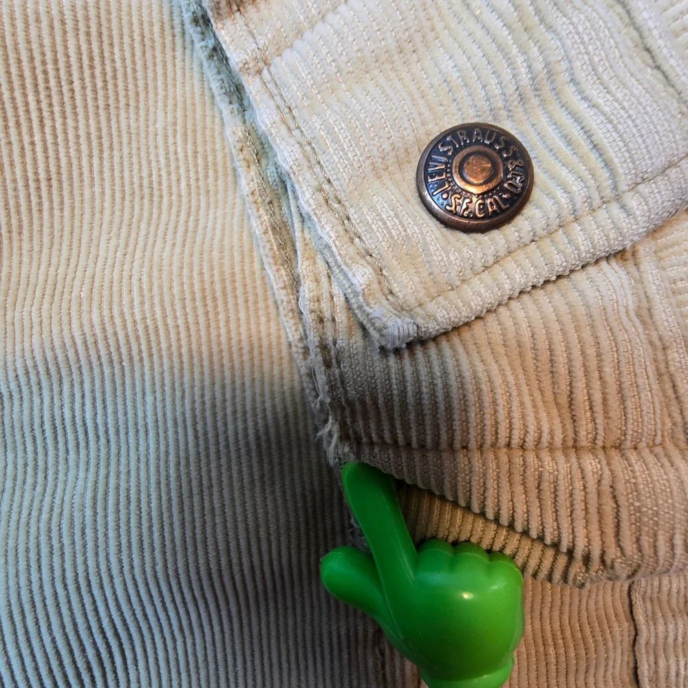 Vintage Levis Beige Corduroy Sherpa Lined Trucker Jacket Mens Large 42 USA 70506 - Picture 8 of 16